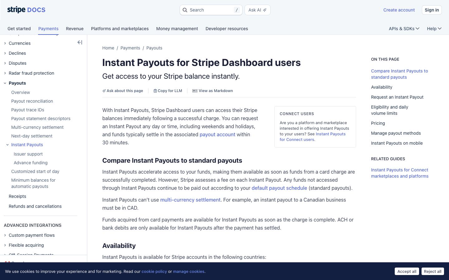 Stripe Instant Payouts